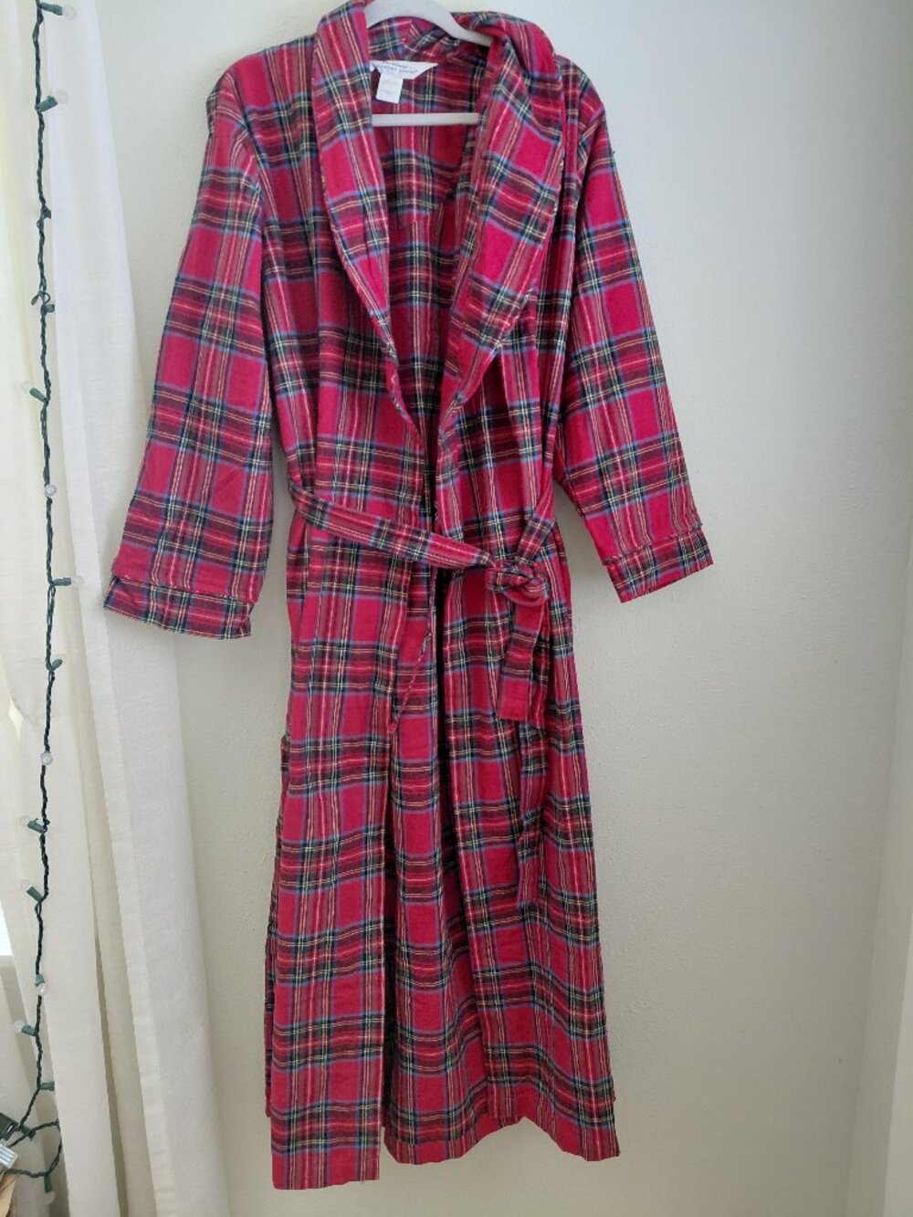 Vermont Country Store Red Plaid Cotton Large Robe